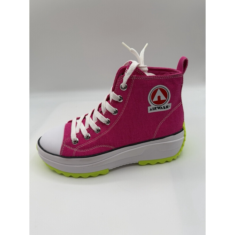 Airwalk Wanollie 10 Sneakers, Women's 6.5 M,High Top Platform Canvas Pink W/Neon